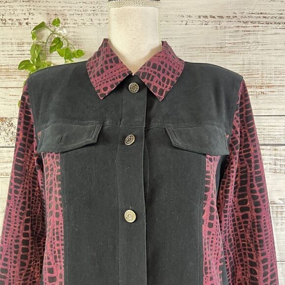 Koos of Course! Blazer Jacket size Small Purple Black Artsy Career Casual - Picture 6 of 14